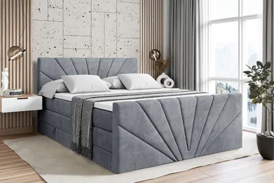 Produktbild von ALTDECOR Boxspringbett mit Fußteil, 2 Matratzen und Topper - 120x200 cm - MILTIO-Z KING - Grau Samt - Polsterbett mit, H3- und H4- Matratzen, Bettkasten und Lattenrost, Bett mit Stauraum