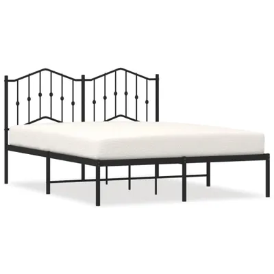 Image de vidaXL Cadre de lit avec tête de lit en métal noir 150x200 cm