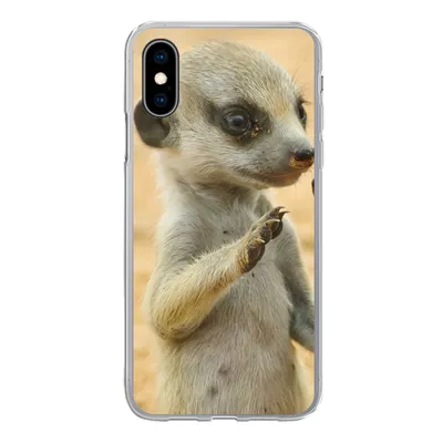 Produktbild von MuchoWow® Handyhülle Schutzhülle Hülle für iPhone X Erdmännchen - Braun - Tier Silikon Softcase Handy Hülle - Handyhülle