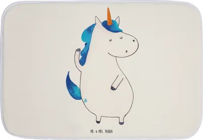 Produktbild von Mr. & Mrs. Panda Badvorleger Einhorn Mann - Weiß - Geschenk, Einhörner, Familie, Unicorn, Badematte, Badteppich, Freundin, duschmatte, Duschvorleger, Badezimmerteppich