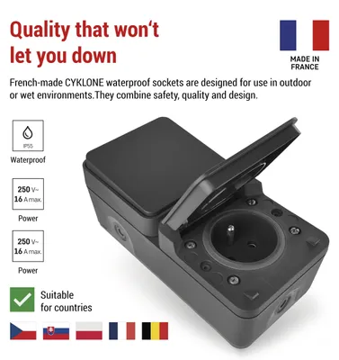 Zdjęcie produktu dla EMOS Szare wodoodporne gniazdo + przełącznik AC nr 6 IP55 D730429