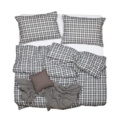 Obrázek produktu pro SCANquilt povlečení KREP káro bílošedá 100% bavlna 140 x 200/70 x 90 cm
