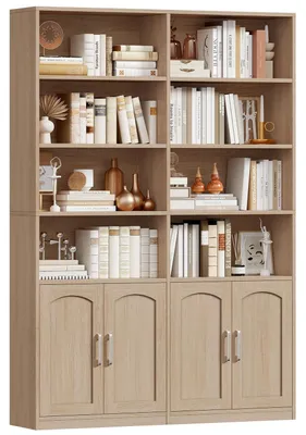 Image de Étagère de rangement avec portes, 12 compartiments, étagère haute, dimensions : 115 x 27 x 185,5 cm, en chêne