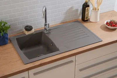 Produktbild von Küchenspüle Einbauspüle Spüle Granit Mineralite 86 x 50 Grau Respekta Boston