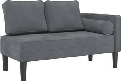 Immagine prodotto di vidaXL Chaise longue con cuscino in velluto grigio scuro