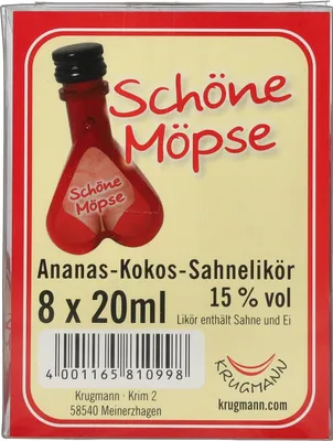 Produktbild von Krugmann Schöne Möpse Sahnelikör Shot mit Ananas Kokos 2cl 8 Stück