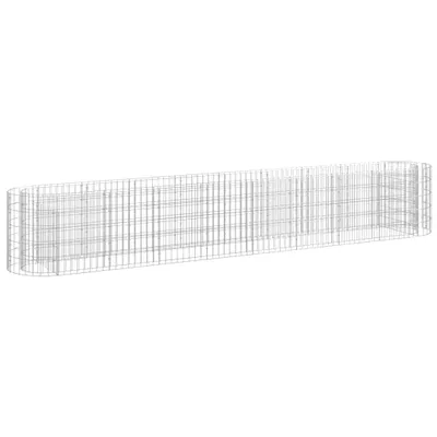 A wireframe rendering of a gabion raised garden bed.