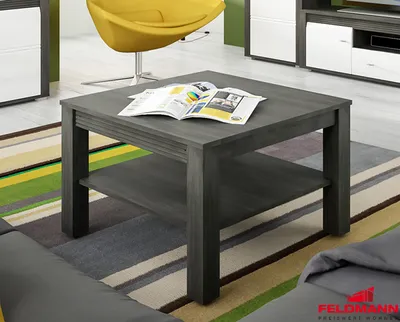 Image de Table basse de salon en pin noir, 75 x 75 cm
