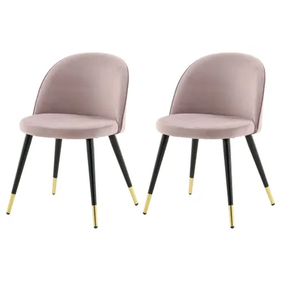 Produktbild von Venture Home Esszimmerstühle 2 Stk. Velvet Samt Schwarz Messing Rosa