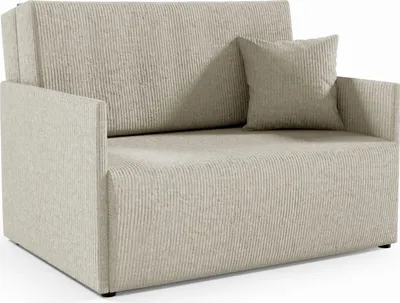 Produktbild von LIKMA Beige Kord 2 Sitzer Sofa mit Schlaffunktion Olita 117 cm Schlafcouch mit Kissen - Easy Clean Moderne Wohnzimmer Couch - Sofa mit Bettfunktion - Schlafsofa Stoff: Anafi 22