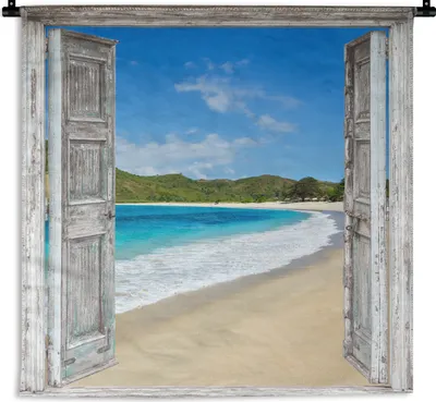 Produktbild von MuchoWow® Wandteppich Wandbehang Meer - Tropen - Blick - Strand 150x150 cm Tapisserie Dekoration Wandtuch - Wohnaccessoires - Modernes