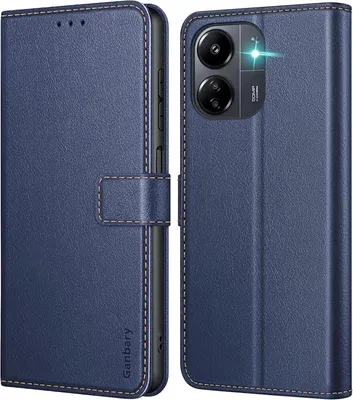 Productafbeelding van Telefoonschaal Xiaomi Redmi 13C, lederen flippercase, blauw, met magnetische sluiting en standfunctie