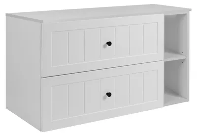 Image de Ensemble de meubles de salle de bains, blanc, 100 (80 + 20) x 46 x 58 cm, 3 couleurs de poignées incluses