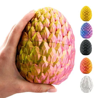 Produktbild von 3D Deko-Ei 12 cm – Fantasy Sammlerstück & Wohnaccessoire | Drachenei Deko – Rot-Gelb-Grün