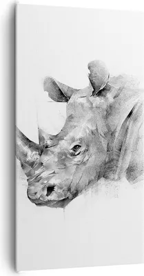 Produktbild von Bild auf Leinwand - Leinwandbild - Einteilig - Nashorn Porträt Grafik - 65x120cm - Wand Bild - Wanddeko - Wandbilder - Leinwanddruck - Bilder - Wanddekoration - Leinwand bilder - PA65x120-4378