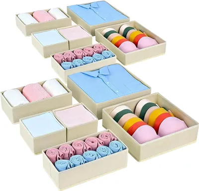 Produktbild von Schubladeneinsatz & -organizer Homsorout Schrank-Organizer, Schubladen-Organizer – 12 Stück, faltbare Stoff-Aufbewahrungsboxen, Unterwäsche-Organizer,