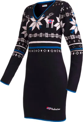 Produktbild von Nebulus Norweger Strickkleid NORRA Damen, knielang, vielseitig, P6501 - Damen, schwarz, L/40