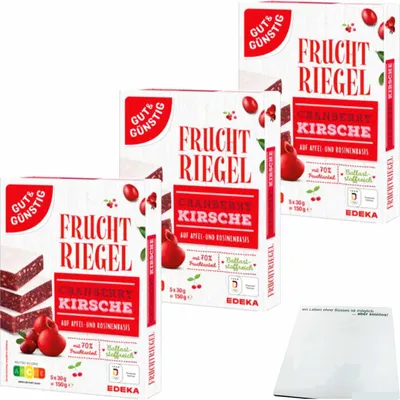 Produktbild von G&G Fruchtschnitte Cranberry Kirsch 3er Pack (3x14x 5x30g) Packung  + usy Block