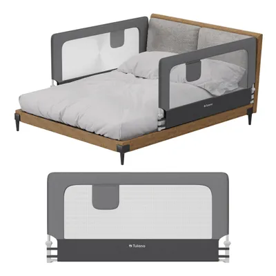 Produktbild von TULANO Cover 25 | Bettgitter 150 cm Kinderbettgitter | Klappbar | Geeignet für eine Matratzenhöhe von 10-28cm | 2 einstellbare Höhen | Grau