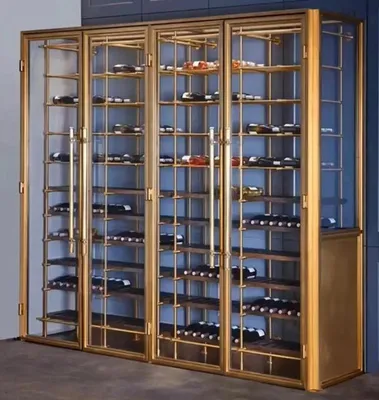 Immagine prodotto di Elegante scaffale per vini in metallo color oro per conservare il vino con stile