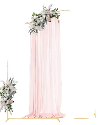 Immagine prodotto di Arco nuziale VEVOR, set da 3, supporti per sfondo da 2,4/2,2/2 m, arco a palloncini in metallo color oro per matrimoni, feste di compleanno, feste di laurea, festività e decorazioni per cerimonie