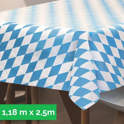 Produktbild von Tischdecke aus stoffähnlichem Vlies, 1,18m x 2,50m Bayerische Raute, Blau/Weiß,  100