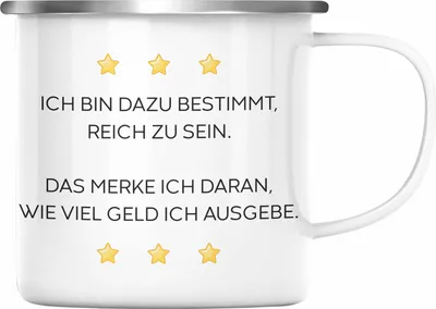 Produktbild von Trendation - Lustige Emaille Tasse mit Spruch für Frauen Männer Arbeit Büro Lustig Emaille Tassen Becher mit Sprüchen Kollegin Geschenk Sarkasmus Reich (Silber)