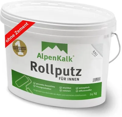 Produktbild von AlpenKalk® Rollputz rau (1,0 mm) jetzt 24 kg (20+4) / ca. 40 m²