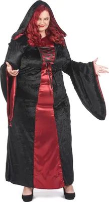 Produktbild von Elegantes Hexenkostüm in Übergrösse für Damen rot-schwarz - XXL