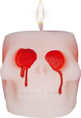 Produktbild von Skelett Totenschädel Kerze Blutig Halloween Deko Grusel, Farbe: Weiß