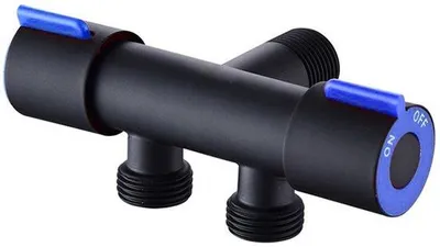 Produktbild von Badezimmer-Wasserhahn aus Edelstahl mit Doppelbedienung und Doppelgriff - schwarz