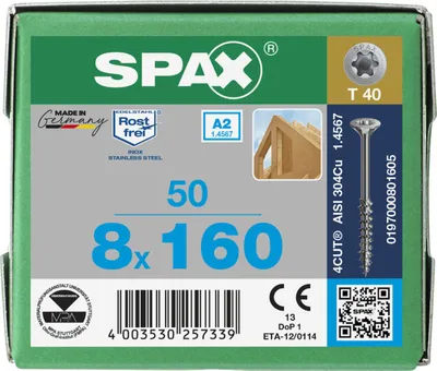 Produktbild von SPAX A2 SEKO T-STAR+ T40 TG 4CUT 8 x 160 50 Stk