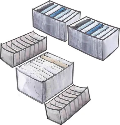 Produktbild von Famanu Aufbewahrungsboxen Set 6-teilig - Faltbare Boxen in Grau