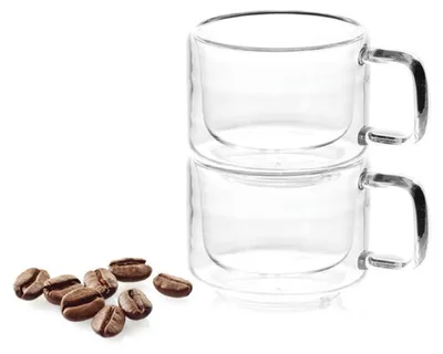Imagen del producto de Juego de dos tazas de vidrio para espresso, capacidad de 65 ml