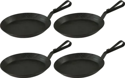 Image de Servierpfanne aus Schmiedeeisen mit gebogenem Hakenstiel Ø 24 cm 4 Stück