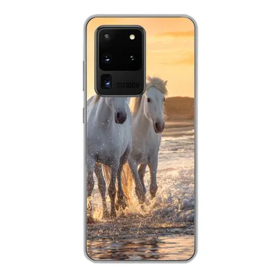 Produktbild von MuchoWow® Handyhülle Schutzhülle Hülle für Samsung Galaxy S20 Ultra Pferde - Wasser - Strand - Tiere Silikon Softcase Handy Hülle - Karteninhaber
