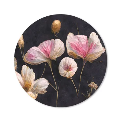 Produktbild von MuchoWow® Mauspad Mousepad Blumen - Pflanzen - Rosa - Schwarz 50x50 cm - Mousepads - Maus Mat - Pad - Mausunterlage - Vinyl