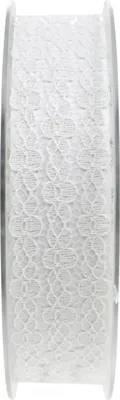 Produktbild von Dekoband mit Spitze, Geschenkband Floral, Hochzeitsdeko Vintage, Hellgelb, 20mm x 20m