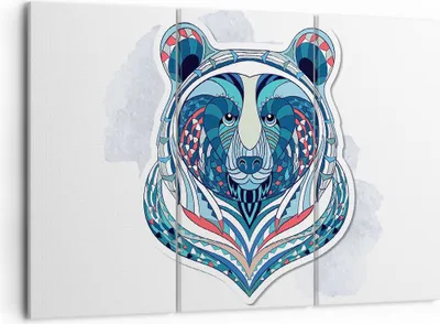 Produktbild von Bild auf Leinwand - Leinwandbild - Bär Illustration Traum blumig - 105x70cm - Wand Bild - Wanddeko - Leinwanddruck - Bilder - Kunstdruck - Wanddekoration - Leinwand bilder - Wandkunst - CE105x70-3085