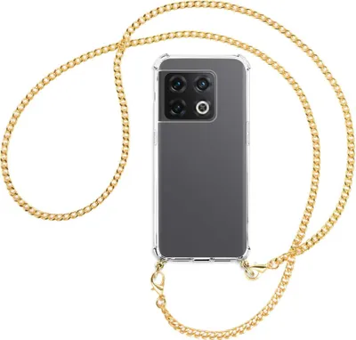Produktbild von Handykette Backcover-Schutzhülle mit Band (Metall goldfarben) für OnePlus 10 Pro 5G - goldfarbene Kette