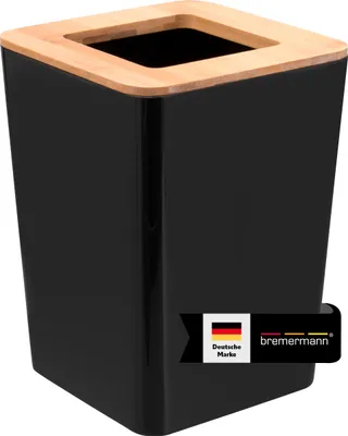 Produktbild von bremermann Kosmetikeimer CALVI aus Bambus und Kunststoff | Abfalleimer, schwarz