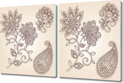 Produktbild von Glas Schneidebrett Herdabdeckplatten Schneideplatten - 2x 40x52 cm - Blumen Paisley