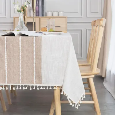 Obrázek produktu pro Ubrousek na stůl, omyvatelný, lněná bavlna, 140x240 cm, barva taupe, obdélníkový