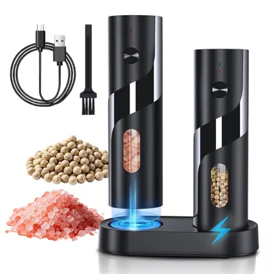 Elektrische Salz- und Pfeffermühle, 2er-Set, 110 ml, USB-Ladestation