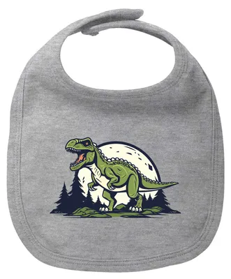 Produktbild von Huuraa Baby Lätzchen Tyrannosaurus Rex Dinosaurier Heather Grey Klettverschluss  Baumwolle Latz Geschenkidee