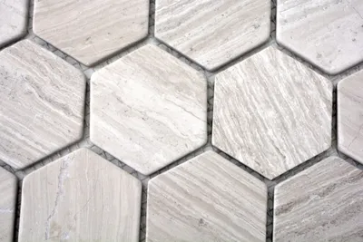 Produktbild von Handmuster Mosaik Fliese Marmor Naturstein Hexagon Marmor grau Streifen MOS44-1205_m
