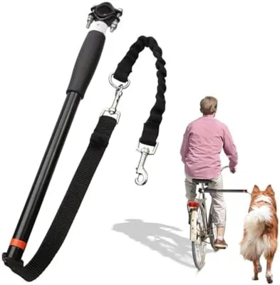 Produktbild von PolkaHome® Freihändiger Fahrradleine für Hunde – verstellbare und einziehbare Hundeleine, 45–78 cm, Schwarz