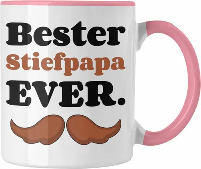 Produktbild von Trendation - Bester Stiefpapa Ever Geschenk Tasse Stiefvater mit Spruch Vatertag Geburtstag Vatertagsgeschenk (Rosa)