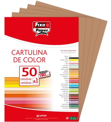 Image de Fixo Paper 11120340, papier cartonné, format A3, 180 g, couleur marron, 50 feuilles