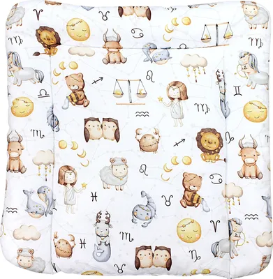 Produktbild von TupTam Baby Wickeltischauflage mit Baumwollbezug Gemustert, Farbe: Tierkreiszeichen, Größe: 75 x 85 cm